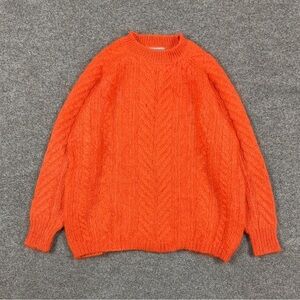 Vintage Amanda Smith Orange Mohair Blend Cable-knit Pullover Sweater Women’s M